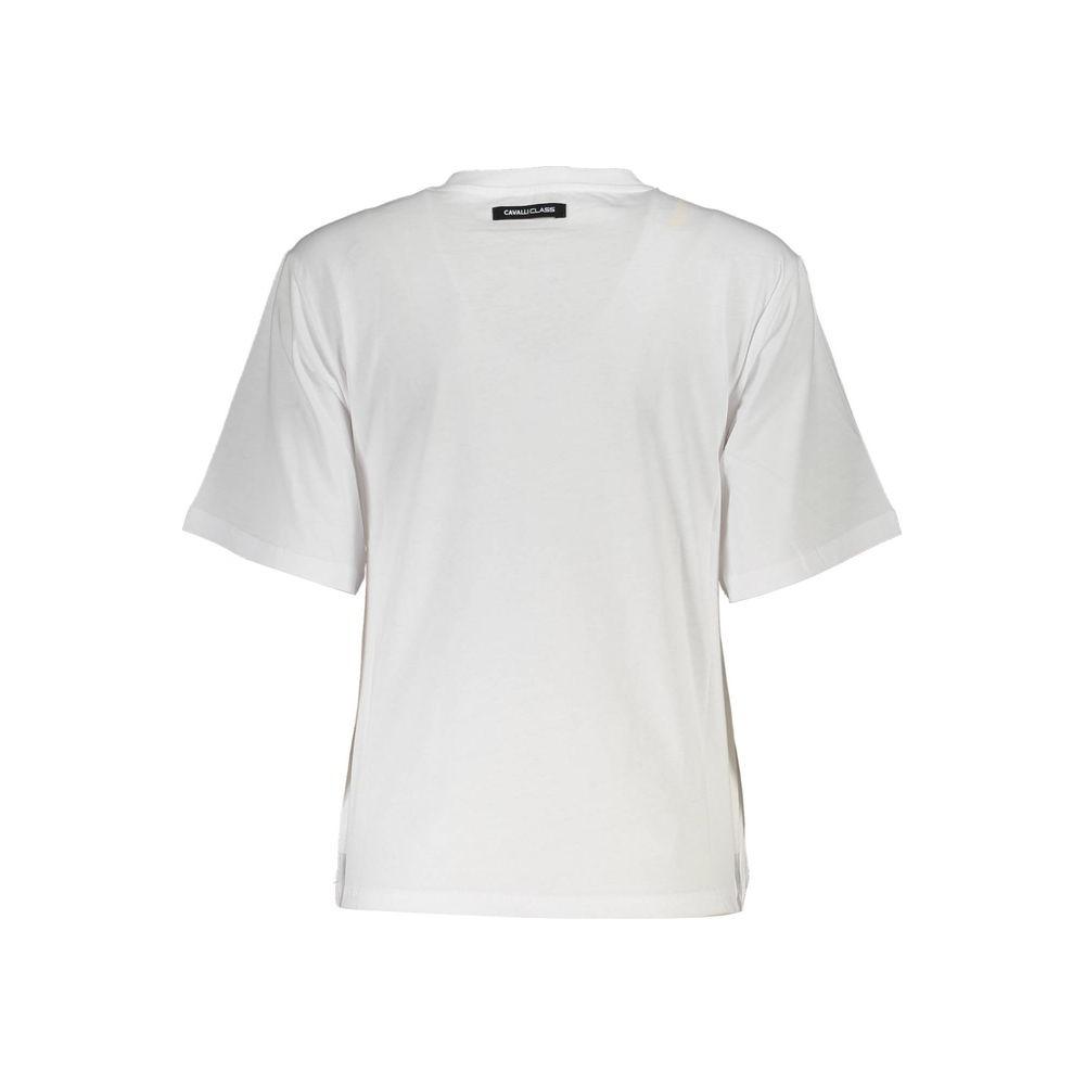 Cavalli Class Chic White Printed Tee with Timeless Elegance Cavalli Class