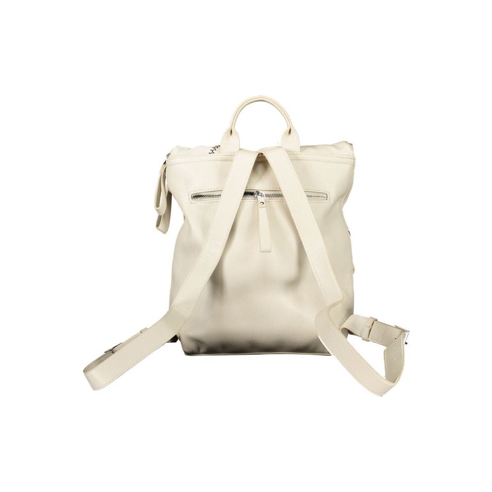 Desigual Beige Chic Backpack with Contrasting Details Desigual