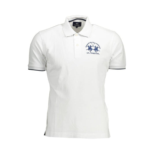 La Martina Elegant White Polo with Contrasting Embroidery La Martina