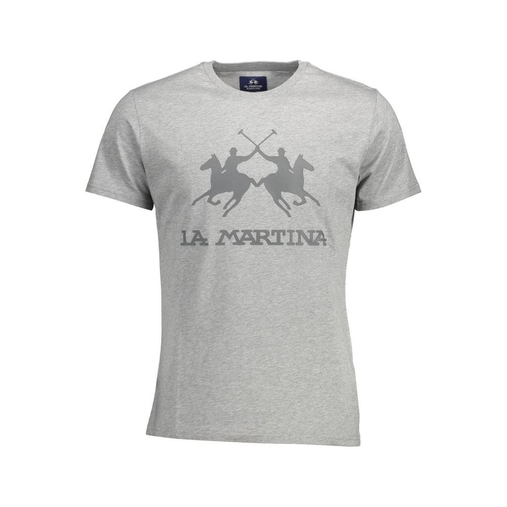 La Martina Elegant Crew Neck Tee with Signature Print La Martina