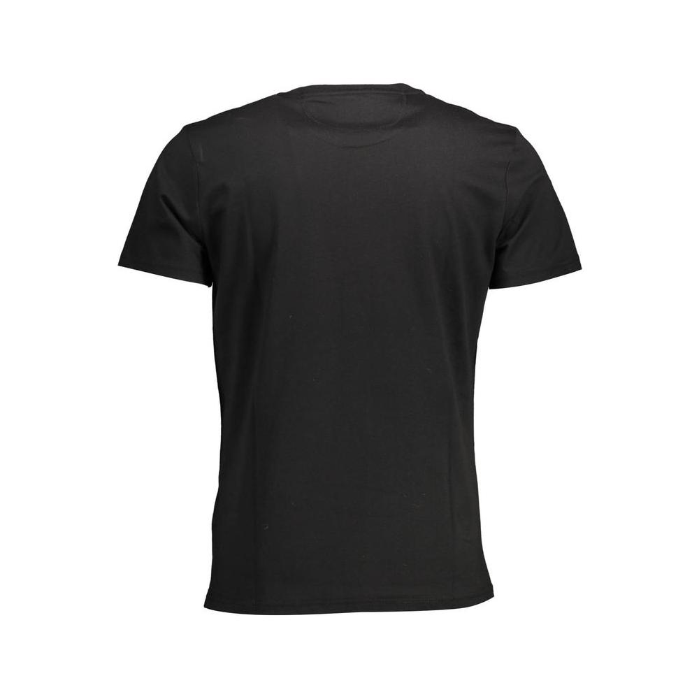 La Martina Elegant Black Crew Neck Cotton Tee La Martina