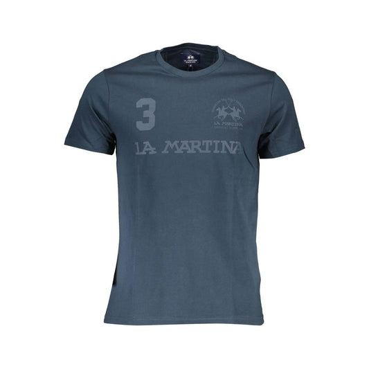 La Martina Sleek Crew Neck Cotton Tee with Signature Print La Martina