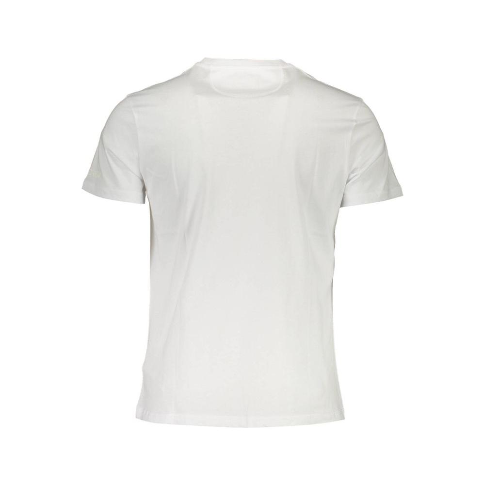 La Martina Elegant White Crew Neck Tee with Logo Print La Martina