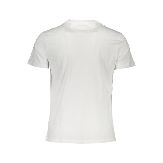 La Martina Elegant White Crew Neck Tee with Logo Print La Martina