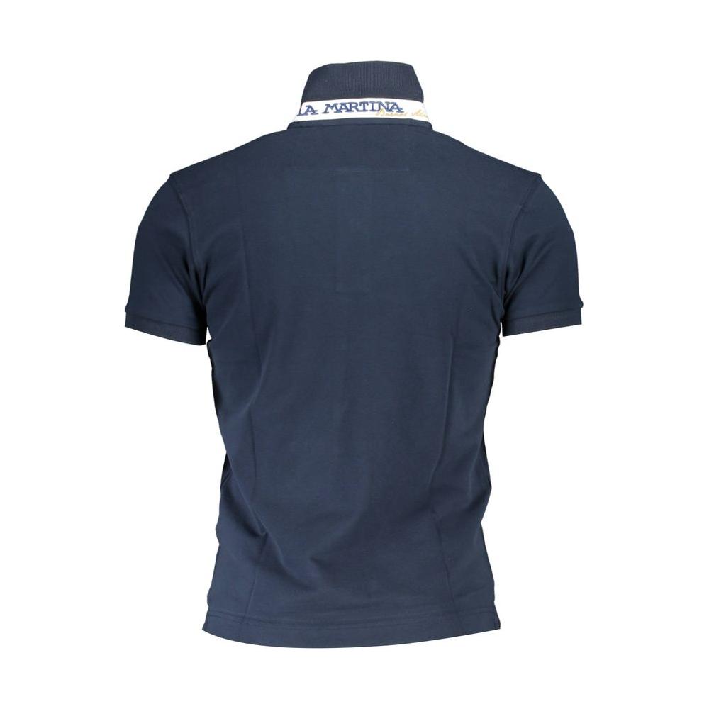 La Martina Elegant Slim-Fit Blue Polo with Contrasting Details La Martina