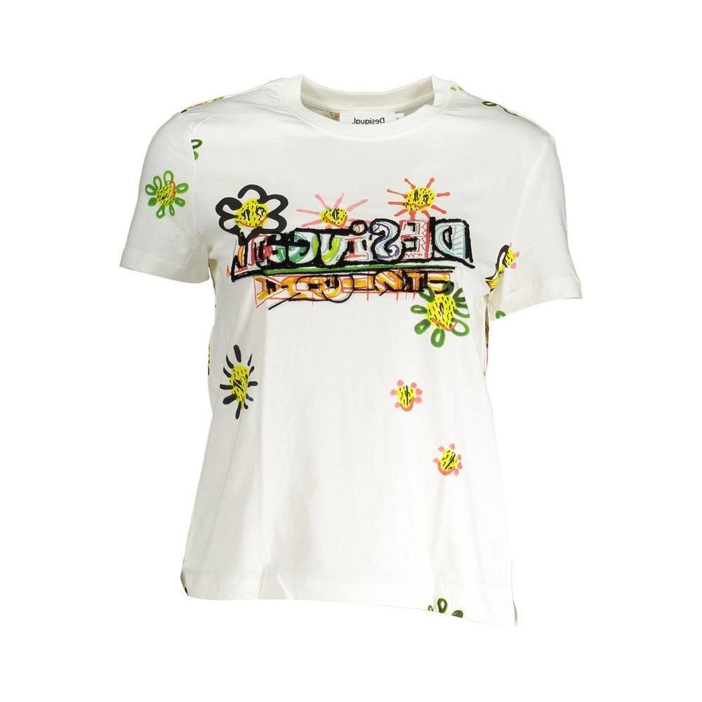 Desigual White Cotton Women T-Shirt