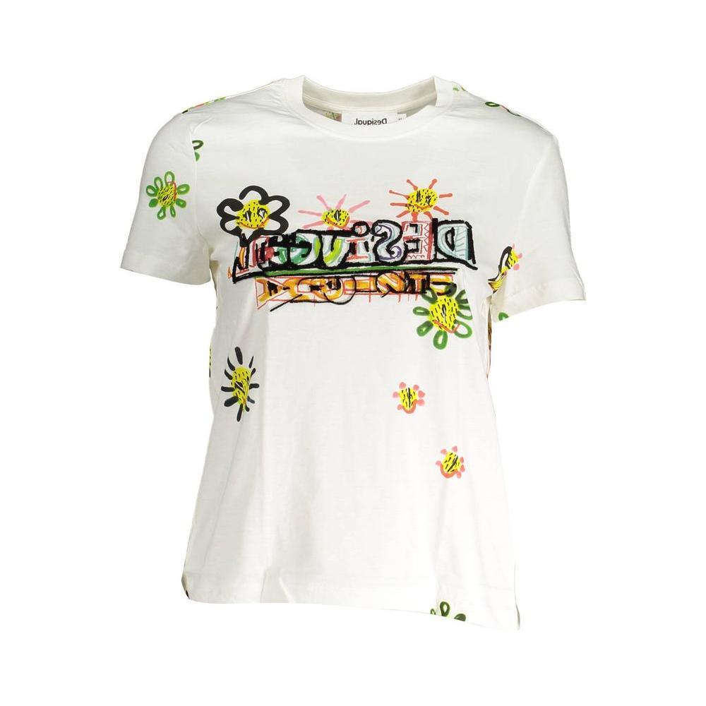 Desigual White Cotton Women T-Shirt Desigual