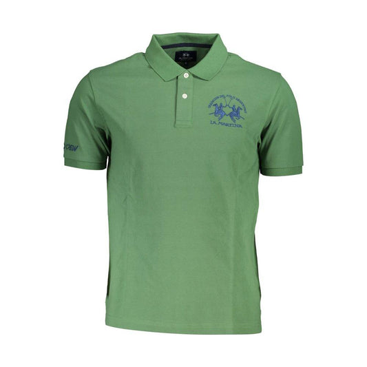 La Martina Green Cotton Men Polo Shirt La Martina