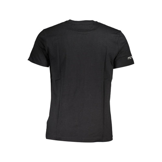 La Martina Elegant Black Cotton Tee with Iconic Print La Martina