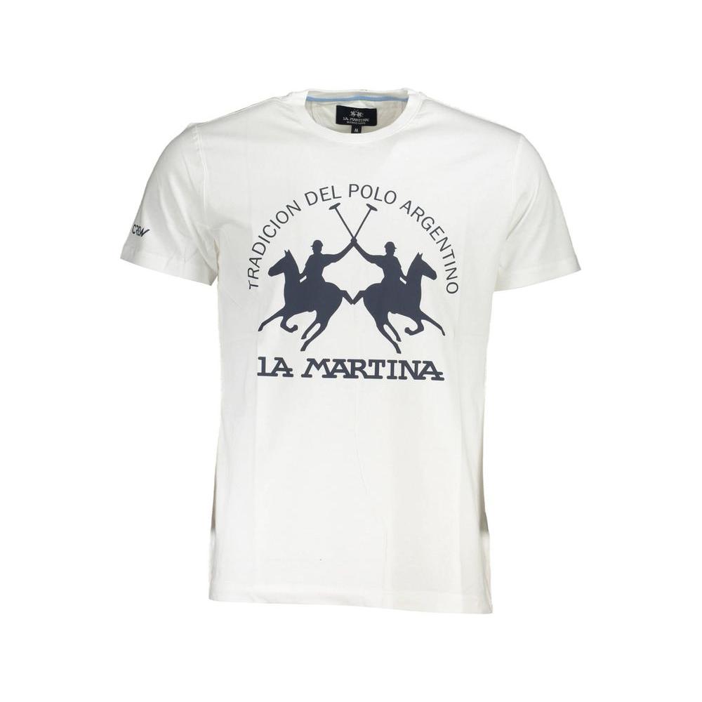 La Martina Elegant White Tee with Iconic Print La Martina