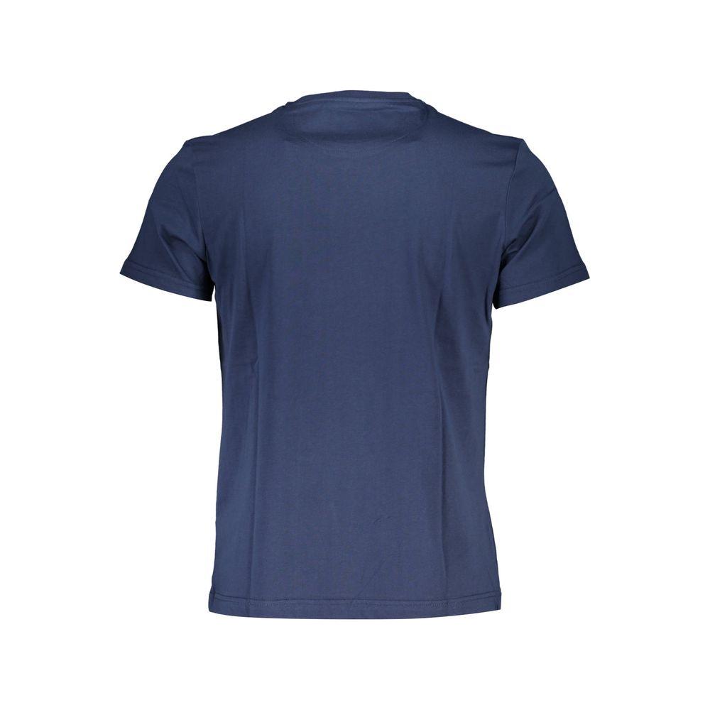 La Martina Elegant Blue Cotton Tee with Signature Print La Martina