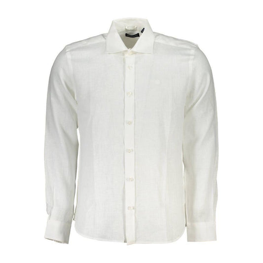 North Sails White Linen Men Shirt North Sails