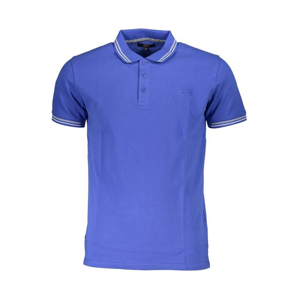 Cavalli Class Blue Cotton Polo Shirt