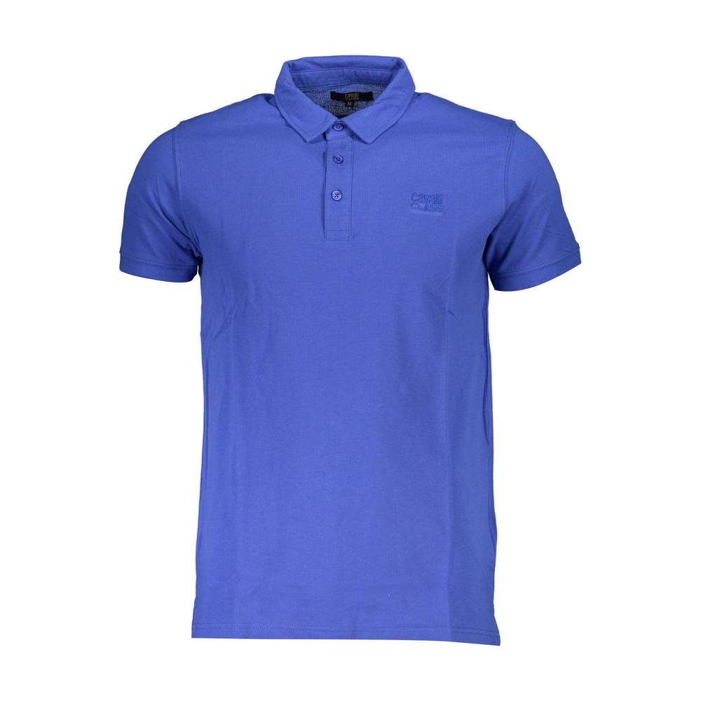 Cavalli Class Blue Cotton Polo Shirt