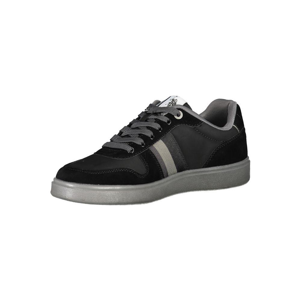 U.S. POLO ASSN. Sleek Black Lace-Up Sneakers with Contrast Details U.S. POLO ASSN.