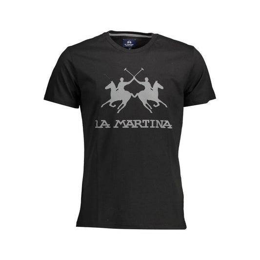 La Martina Elegant Crew Neck Tee with Iconic Print La Martina