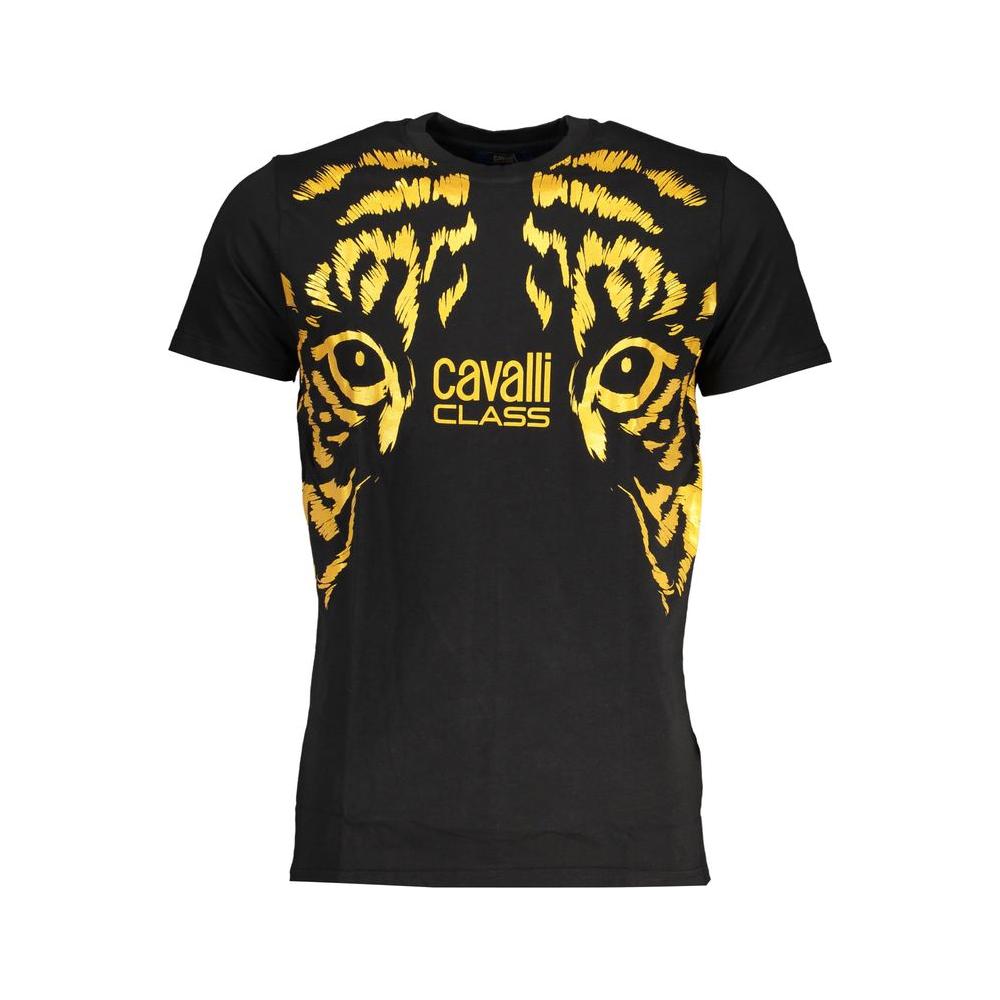 Cavalli Class Black Cotton T-Shirt Cavalli Class