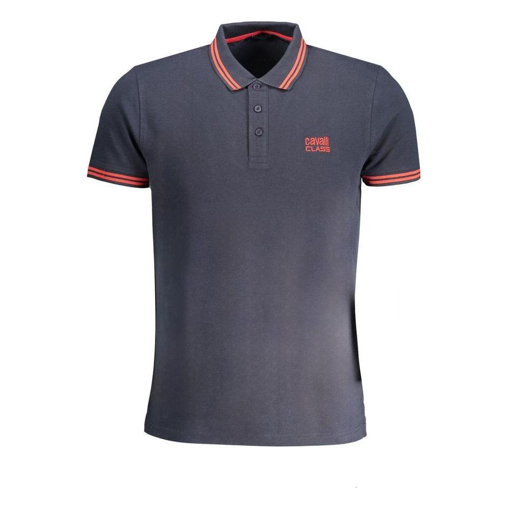 Cavalli Class Blue Cotton Polo Shirt