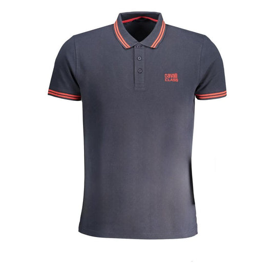 Cavalli Class Blue Cotton Polo Shirt Cavalli Class