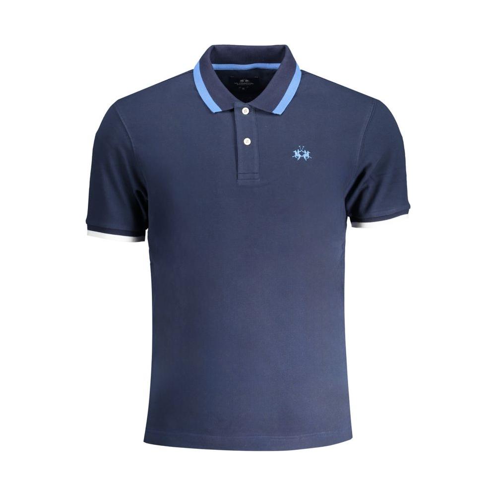 La Martina Blue Cotton Polo Shirt La Martina