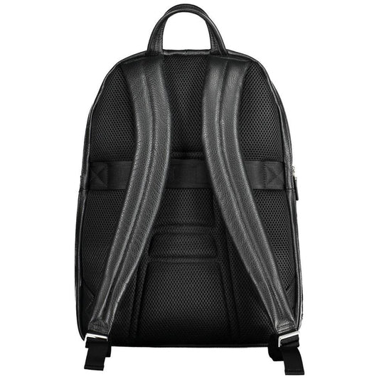 Piquadro Elegant Black Leather Backpack with Laptop Compartment Piquadro