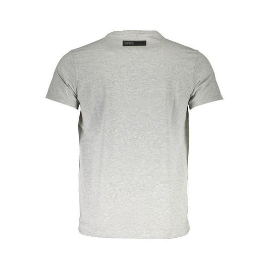 Plein Sport Sleek Gray Crew Neck Cotton Tee Plein Sport