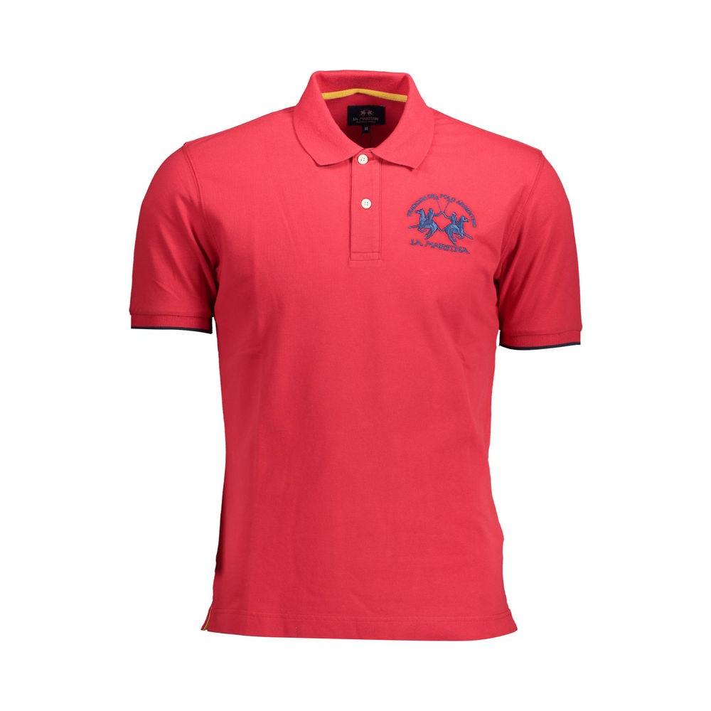 La Martina Chic Pink Embroidered Polo for Men La Martina