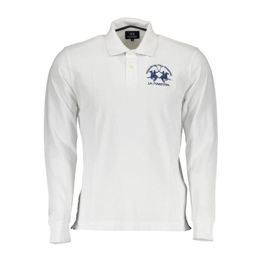 La Martina Elegant White Long-Sleeved Polo Shirt La Martina