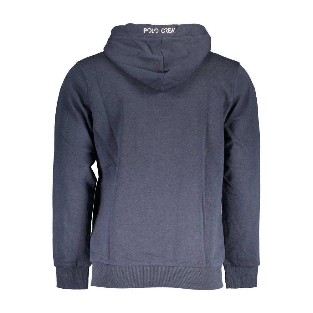 La Martina Elegant Hooded Blue Sweatshirt with Embroidery La Martina