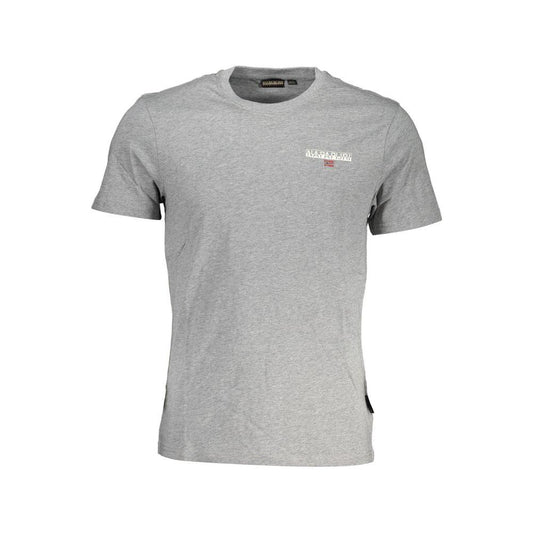 Napapijri Classic Gray Cotton Tee with Signature Print Napapijri