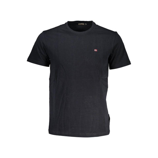 Napapijri Elegant Embroidered Black Cotton Tee Napapijri