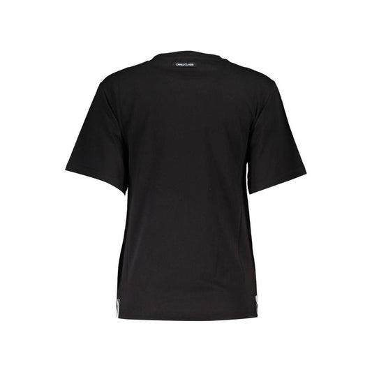 Cavalli Class Elegant Black Cotton Tee with Signature Print Cavalli Class