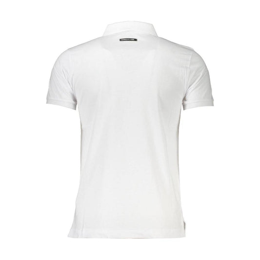 Cavalli Class Elegant White Cotton Polo with Signature Print Cavalli Class