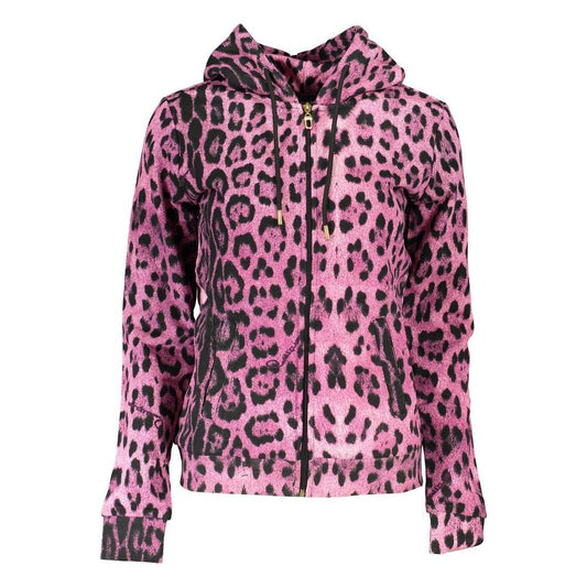 Cavalli Class Chic Pink Hooded Sweatshirt with Contrast Detailing Cavalli Class