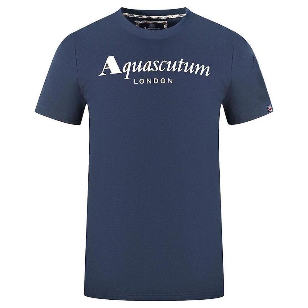 Aquascutum Elegant Cotton Tee with Iconic Flag Detail Aquascutum