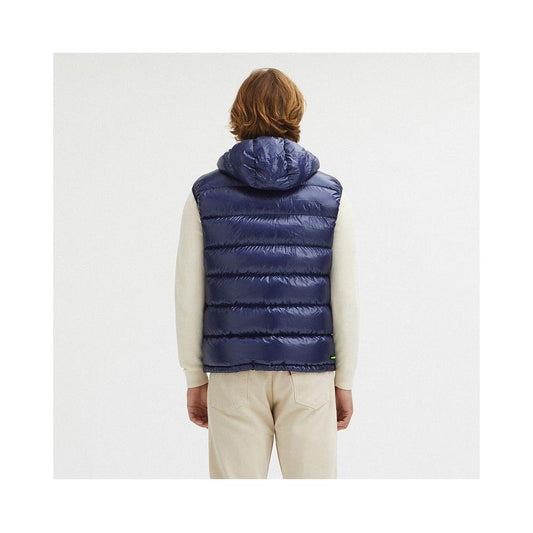 Reversible Centogrammi Hooded Vest in Blue/Grey Centogrammi