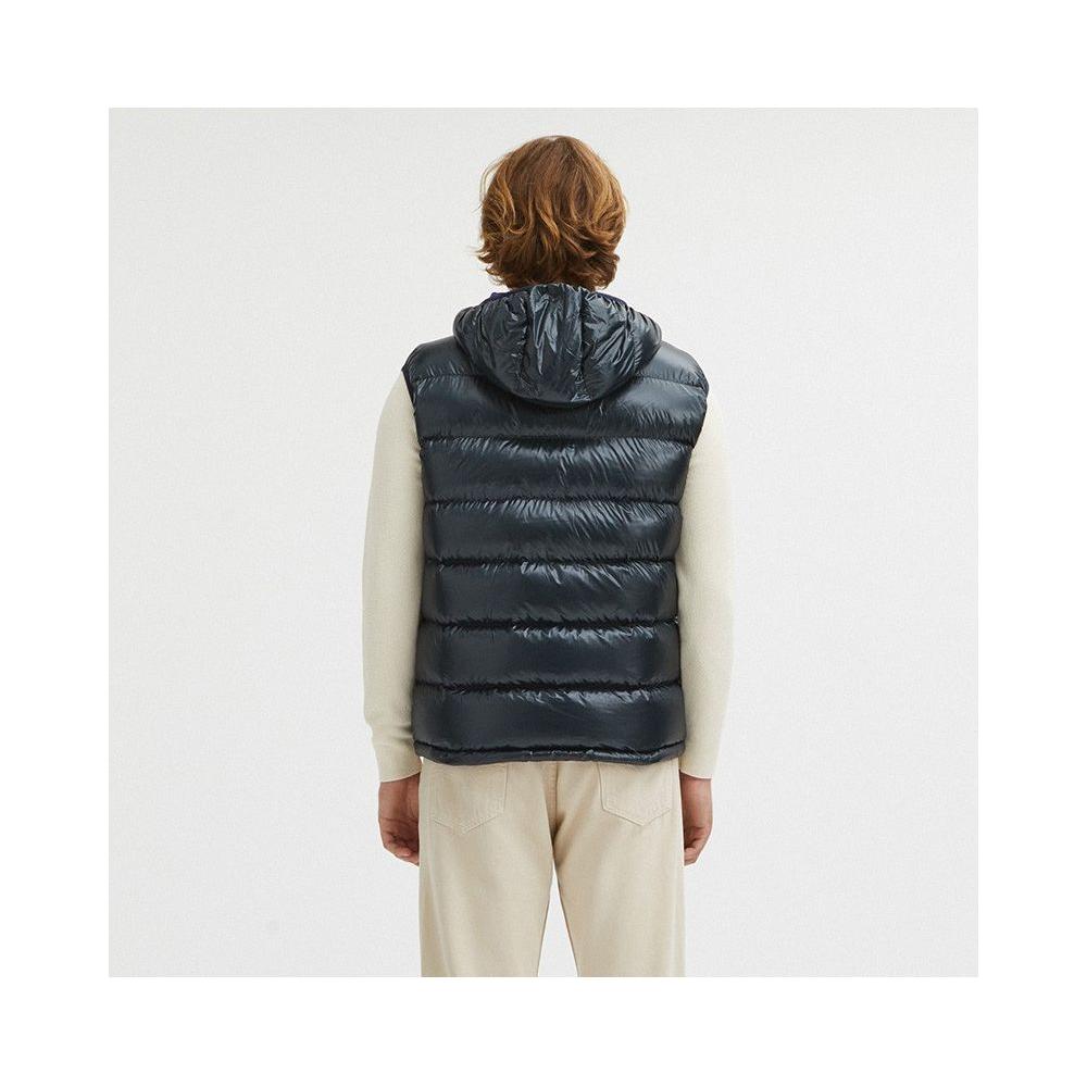 Reversible Centogrammi Hooded Vest in Blue/Grey Centogrammi