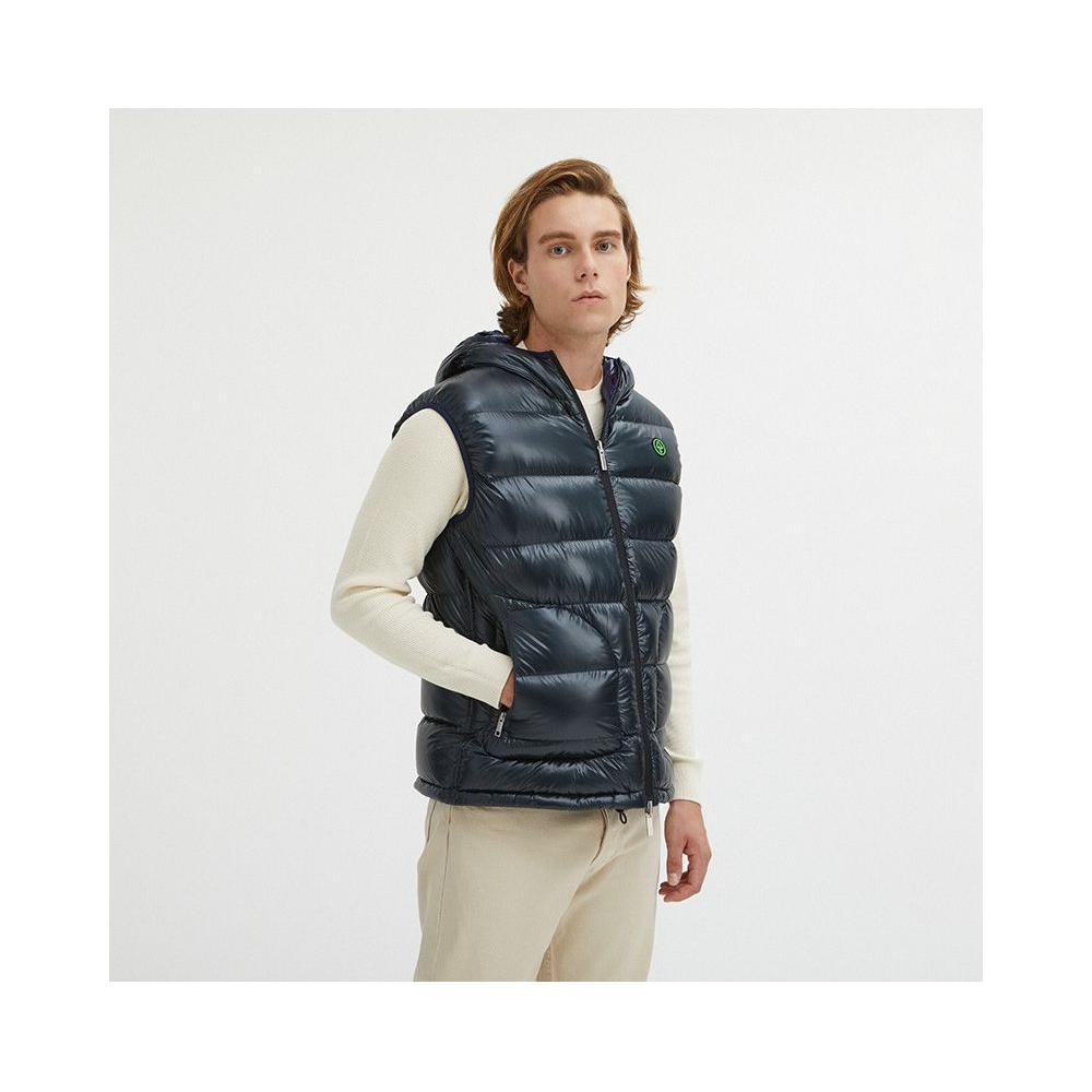 Reversible Centogrammi Hooded Vest in Blue/Grey Centogrammi