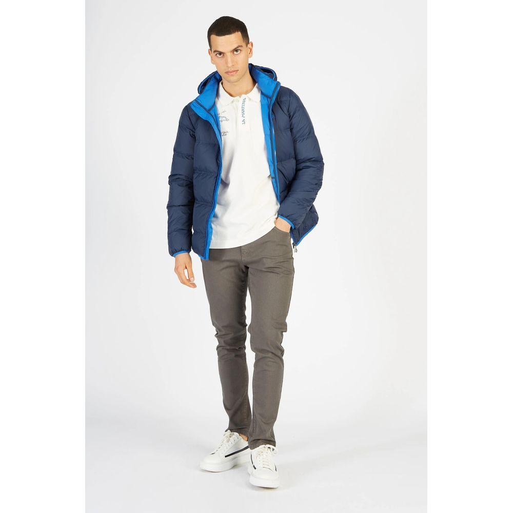 La Martina Elegant Blue High-Collar Men's Puffer Jacket La Martina