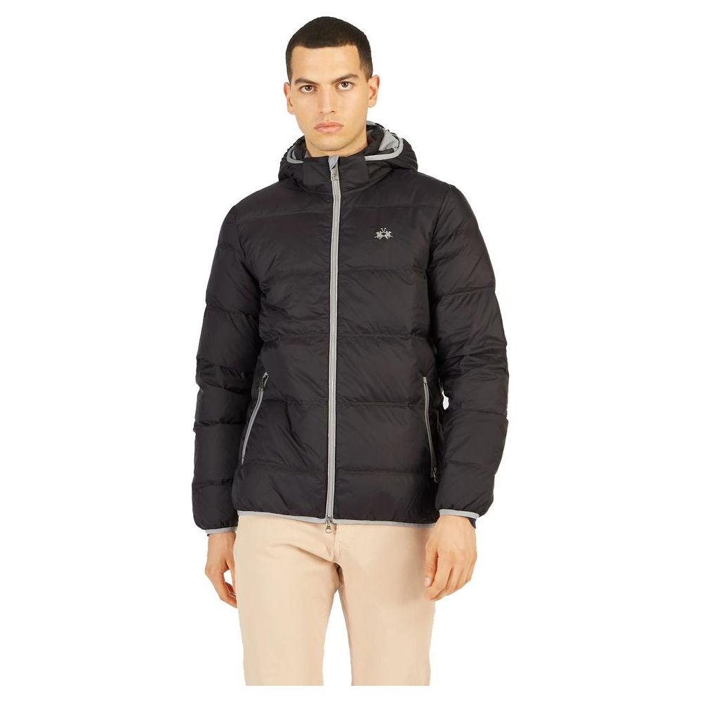 La Martina Black Nylon Men Jacket La Martina