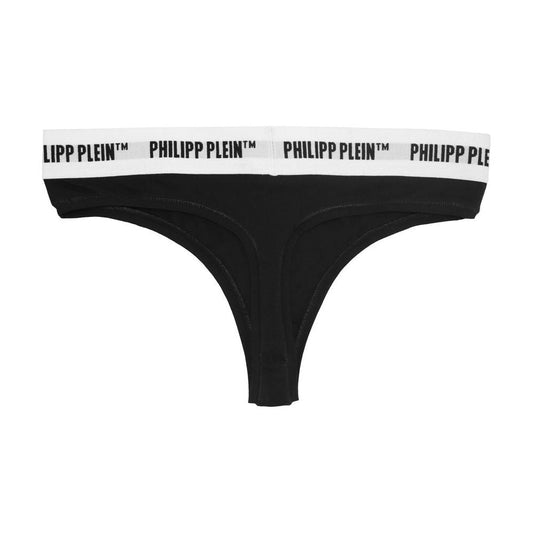 Philipp Plein Black Cotton Women Thong Pair Philipp Plein