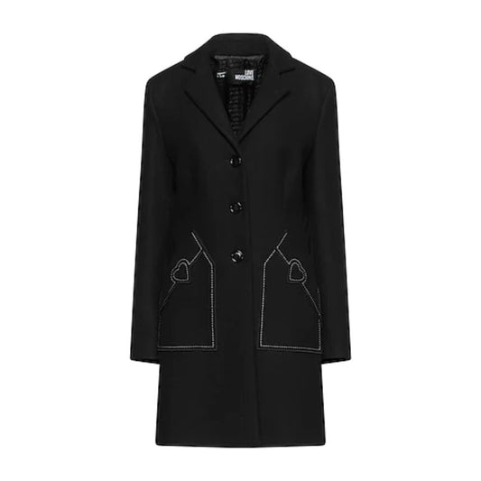 Love Moschino Black Wool Women Coat Love Moschino