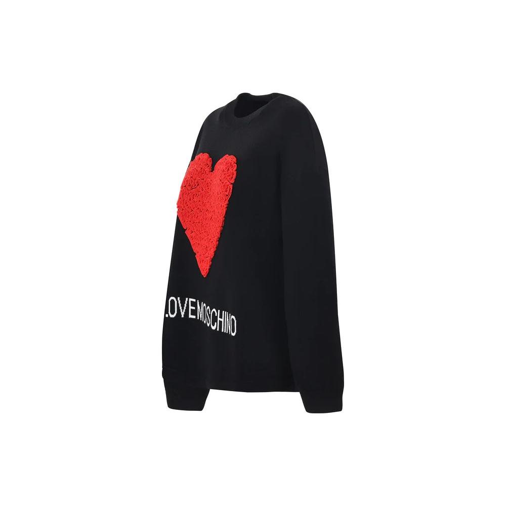 Love Moschino Embossed Heart Ruffle Wool Blend Sweater Love Moschino