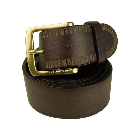 Bikkembergs Brown Leather Men Belt MAN BELTS Bikkembergs