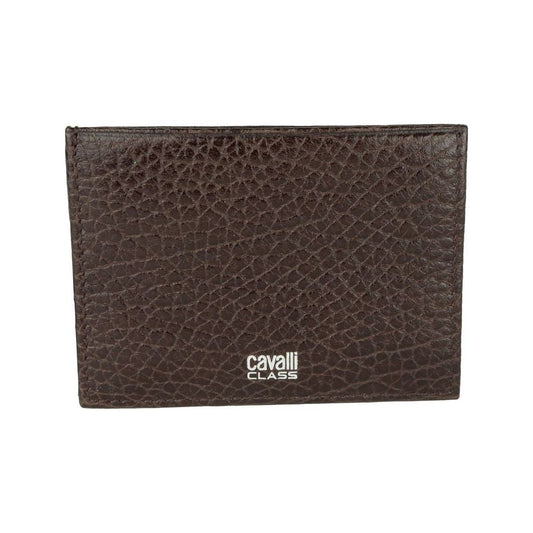 Cavalli Class Brown Calfskin Men Card Holder Cavalli Class