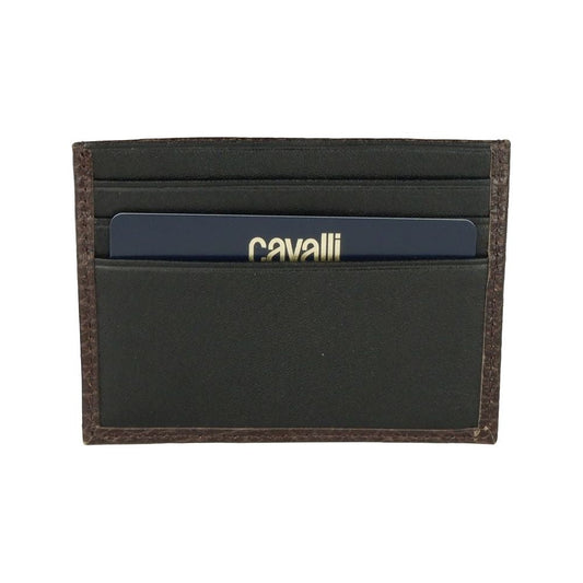 Cavalli Class Brown Calfskin Men Card Holder Cavalli Class