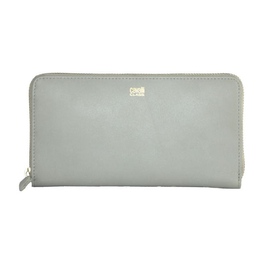 Cavalli Class Gray Calfskin Women Wallet Cavalli Class