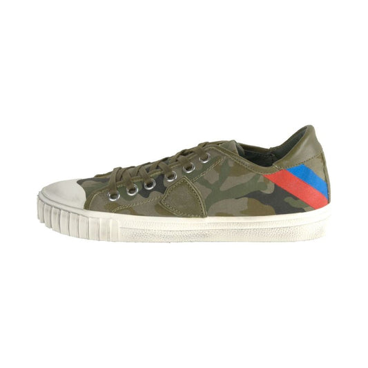 Philippe Model Gare L U Bandes Camou Vert Leather Sneakers Philippe Model