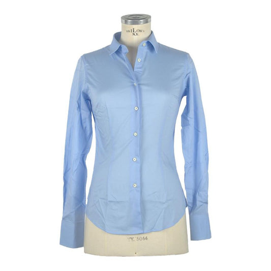 Made in Italy Elegant Light Blue Slim Fit Blouse Made in Italy