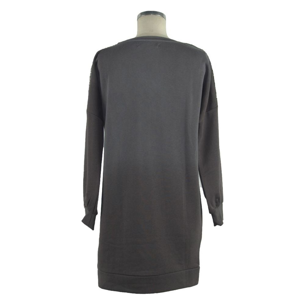 Imperfect Chic Long Sleeve Sweatshirt Dress in Gray Imperfect